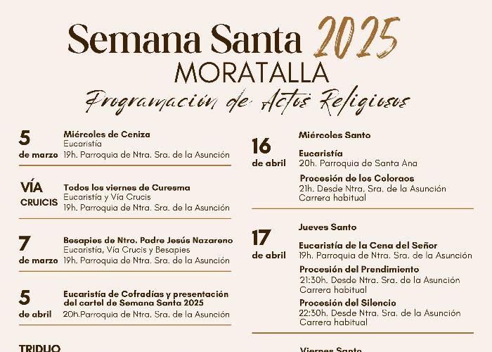 PROGRAMA Y CARTEL DE ACTOS RELIGIOSOS SEMANA SANTA DE MORATALLA 2025