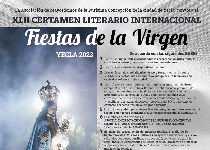 XLII CERTAMEN LITERARIO FIESTAS DE LA VIRGEN DE YECLA XLII CERTAMEN LITERARIO FIESTAS DE LA VIRGEN DE YECLA